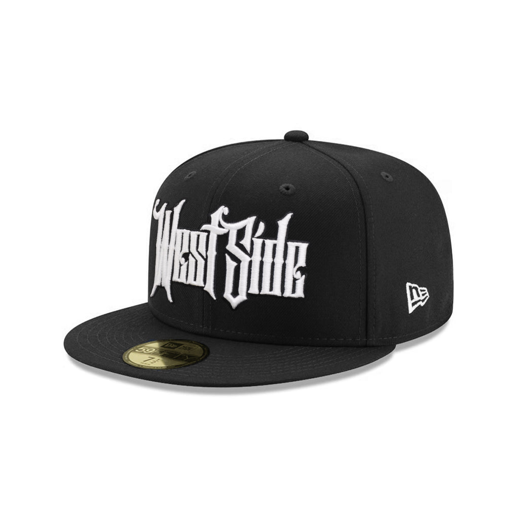 West Side Old English Graffiti Font Black on White 59Fifty Fitted