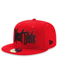 West Side Old English Graffiti Font Red on Black 59Fifty Fitted
