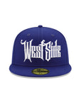 West Side Old English Graffiti Font Royal on White 59Fifty Fitted