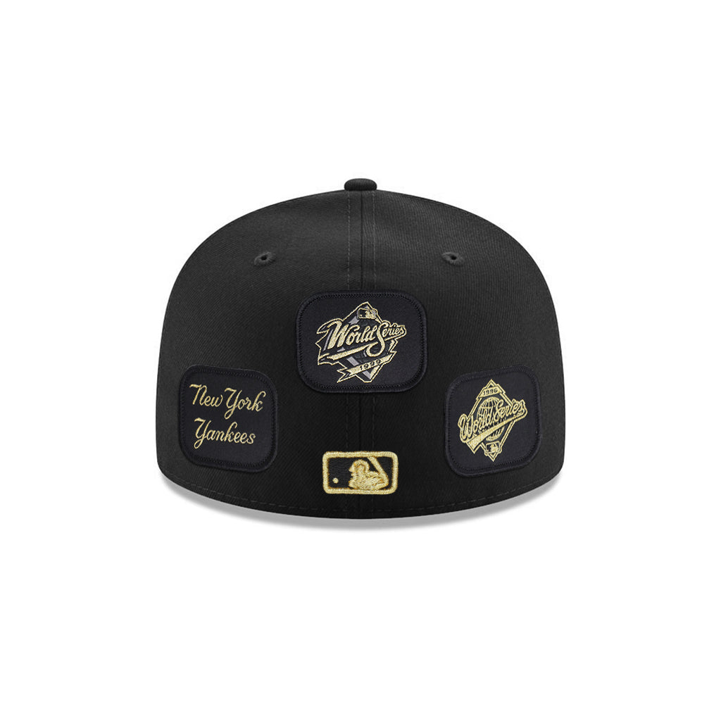 New York Yankees Black Gold Velcro All Over Patches 59Fifty Fitted