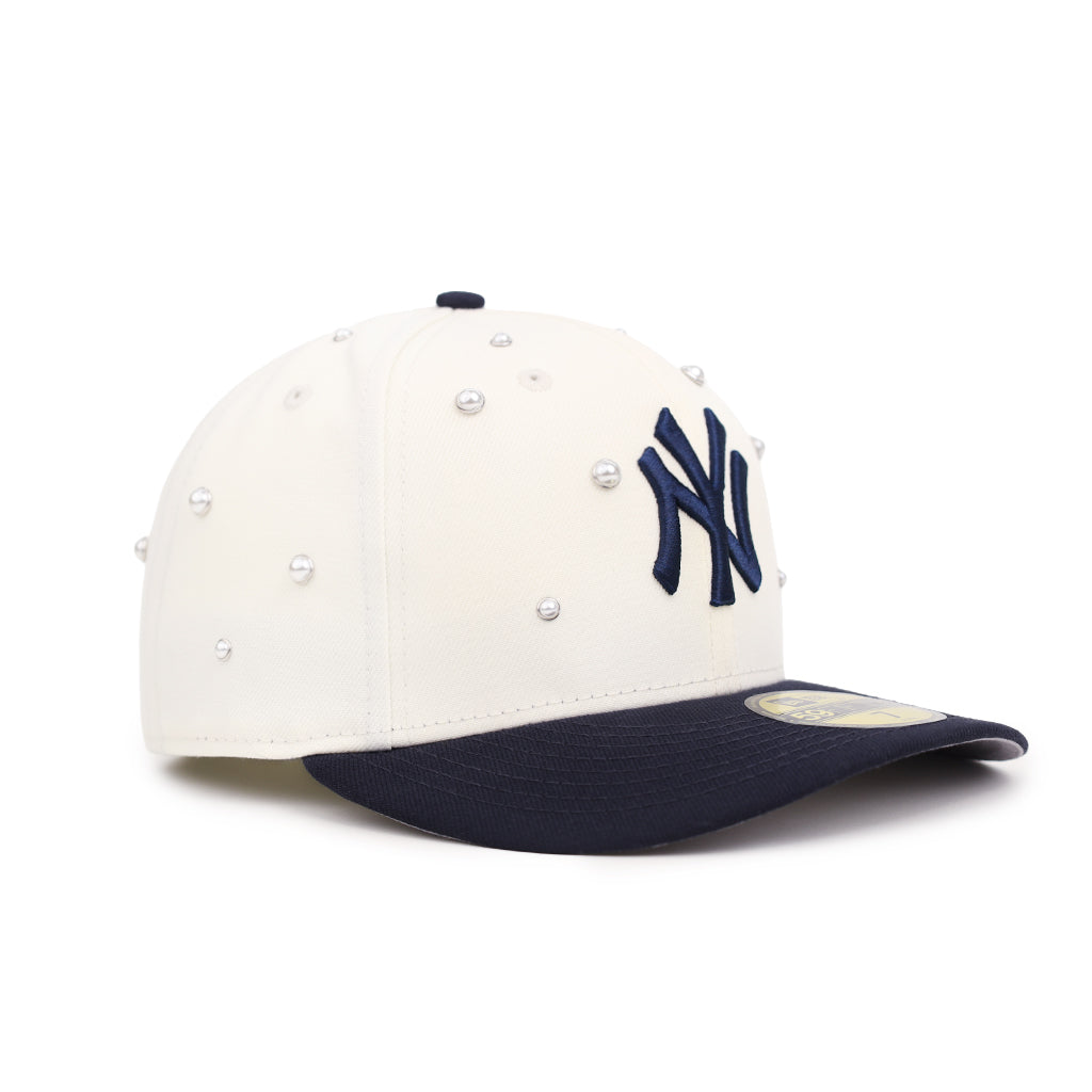 New York Yankees Chrome Navy Pearl Stud Pre-Curved 59Fifty Fitted