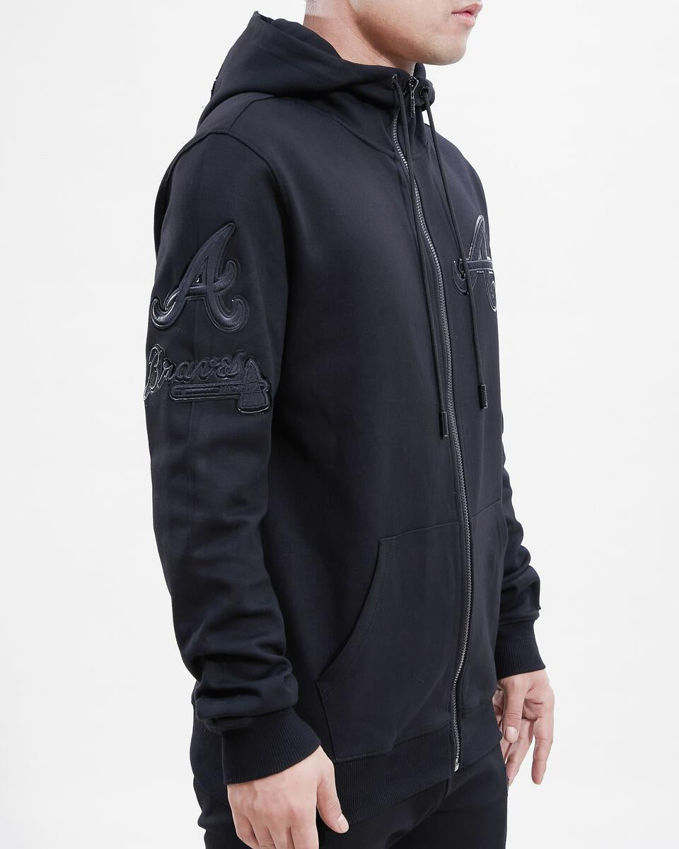 Pro Standard Atlanta Braves Triple Black Zipper Hoody