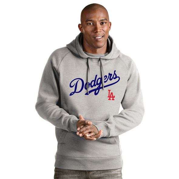 Los Angeles Dodgers Antigua Gray Victory Pullover Hoodie