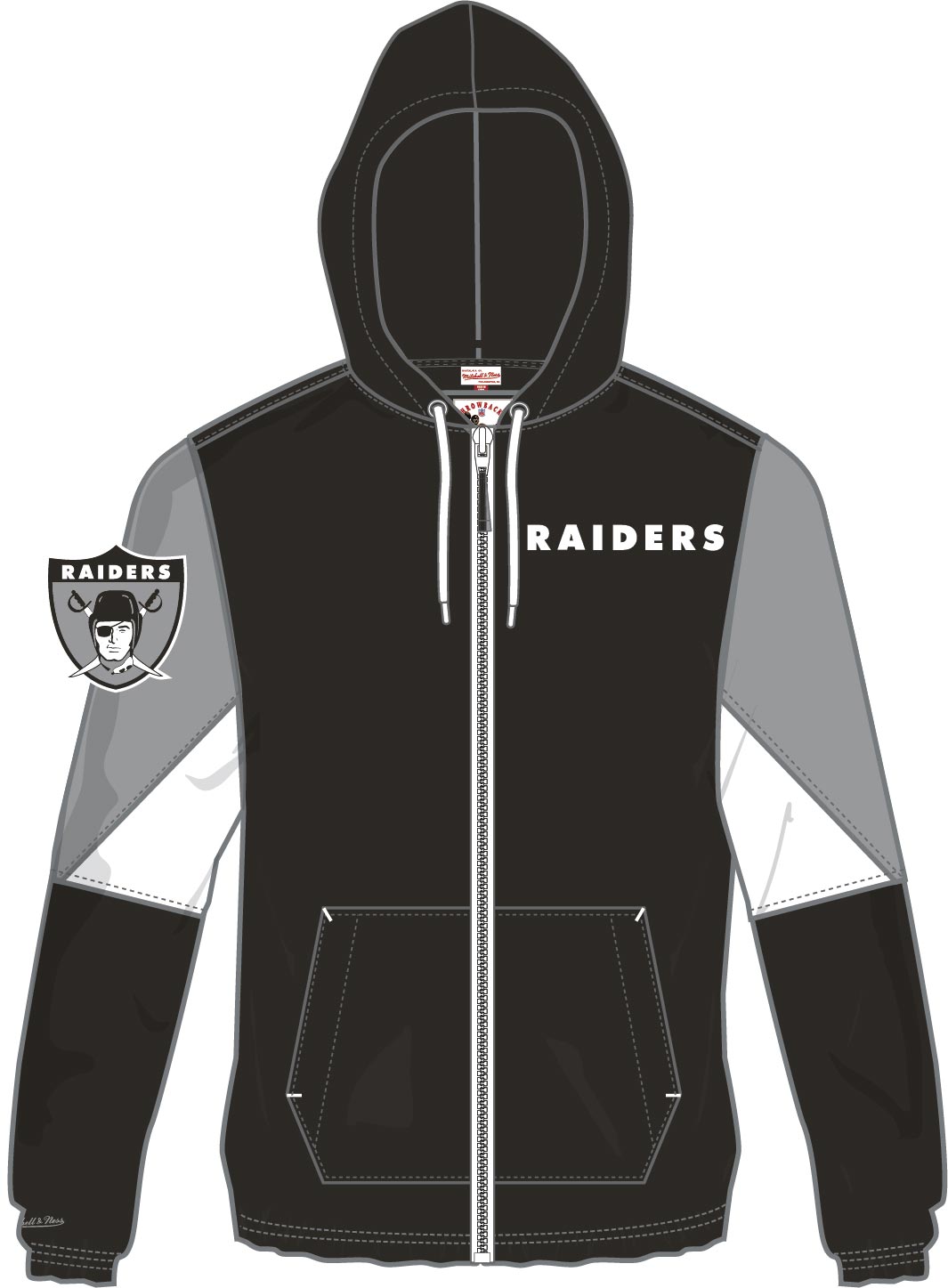 Oakland Raiders NFL Throw It Back Full Zip Windbreaker Hood