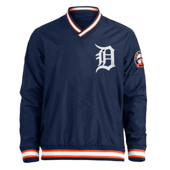 New Era New Detroit Tigers Stadium Patch V-Neck Windbreaker Pullover Jacket