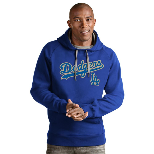 Los Angeles Dodgers Antigua Royal Blue Gold Victory Pullover Hoodie