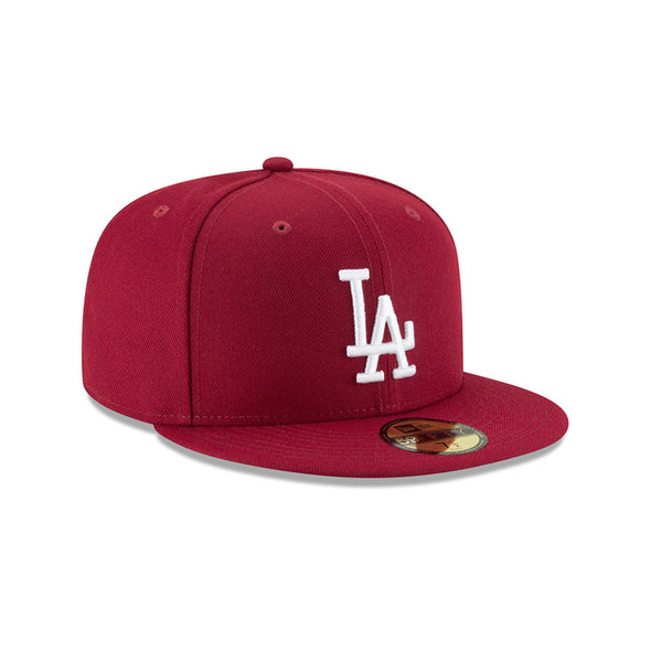 Los Angeles Dodgers MLB Basic Cardinal Red on White 59Fifty Fitted Hat