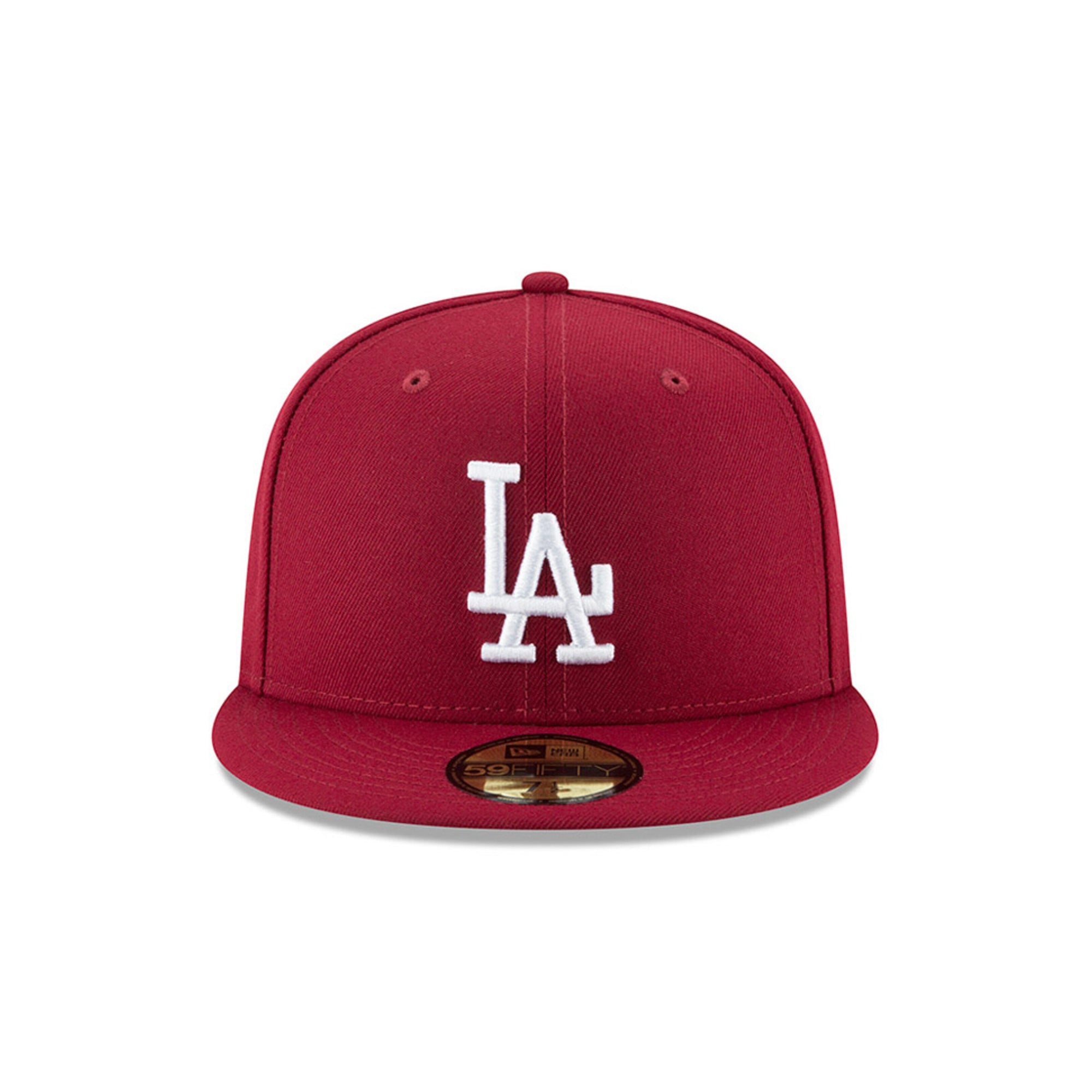 Los Angeles Dodgers MLB Basic Cardinal Red on White 59Fifty Fitted Hat