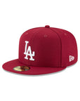 Los Angeles Dodgers MLB Basic Cardinal Red on White 59Fifty Fitted Hat