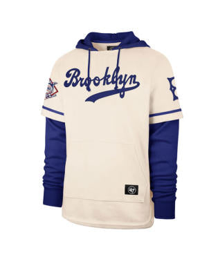 Brooklyn Dodgers Cooperstown Cream Trifecta '47 Brand Shortstop Pullover Hood