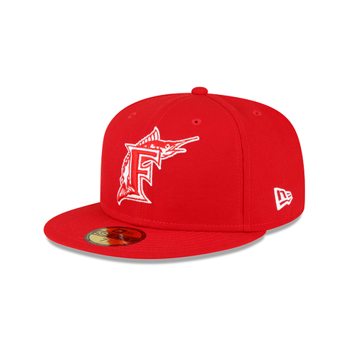 Florida Marlins Scarlet Red White 1997 WS Side Patch 59Fifty Fitted