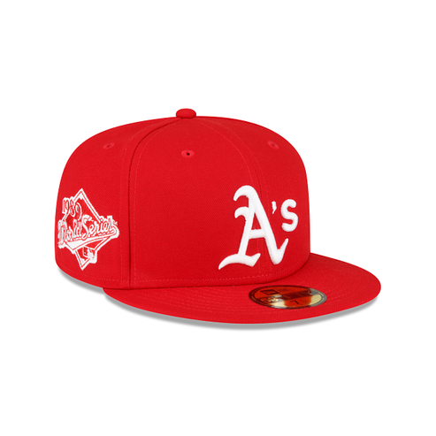 Oakland Athletics Scarlet Red White 1989 WS Side Patch 59Fifty Fitted