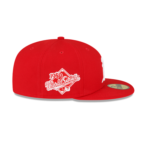 Oakland Athletics Scarlet Red White 1989 WS Side Patch 59Fifty Fitted