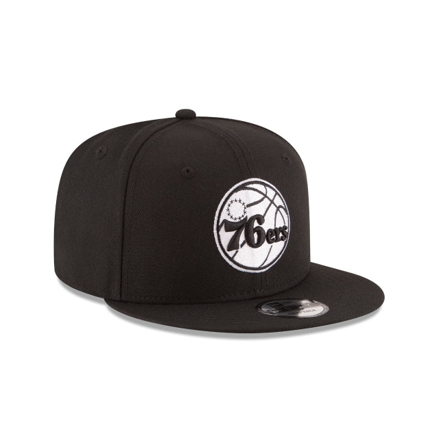 Philadelphia 76ers Black on White NBA 9Fifty Snapback