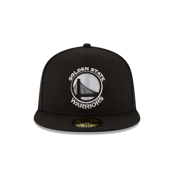 Golden State Warriors NBA Black On White 59Fifty Fitted Cap