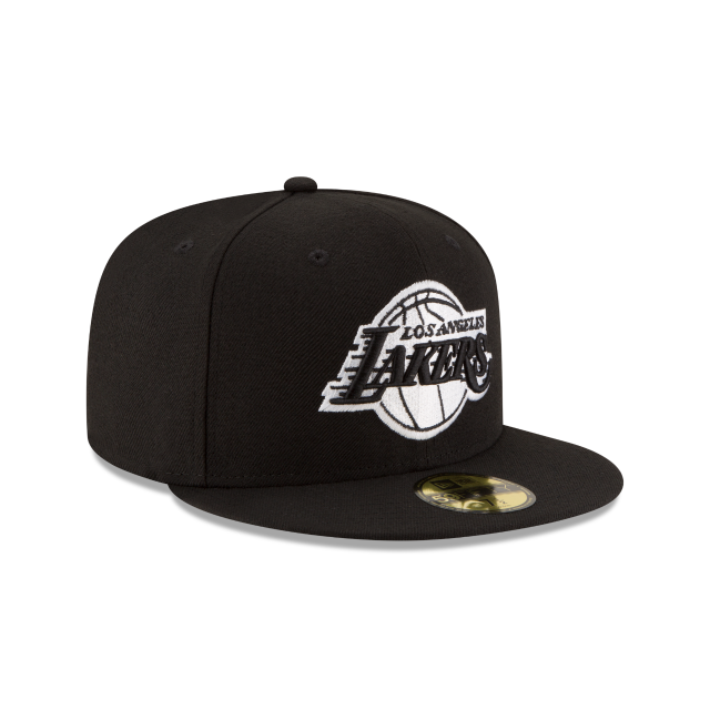 Los Angeles Lakers NBA Black on White 59Fifty Fitted Hat