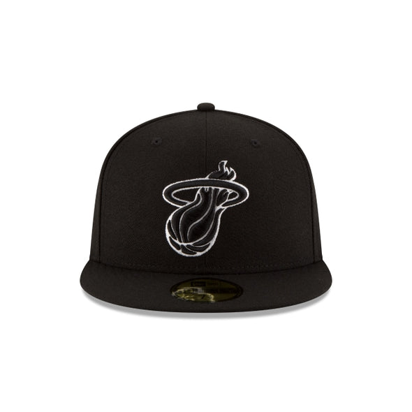 Miami Heat NBA Black on White 59Fifty Fitted Hat