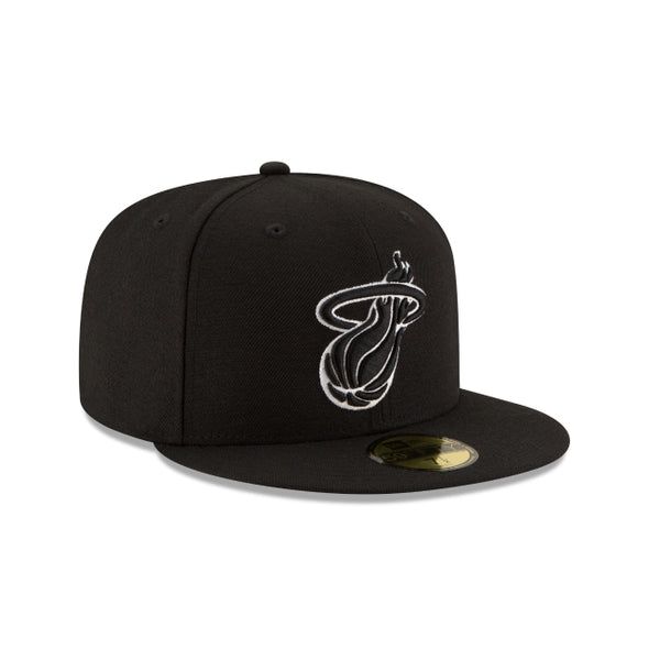 Miami Heat NBA Black on White 59Fifty Fitted Hat