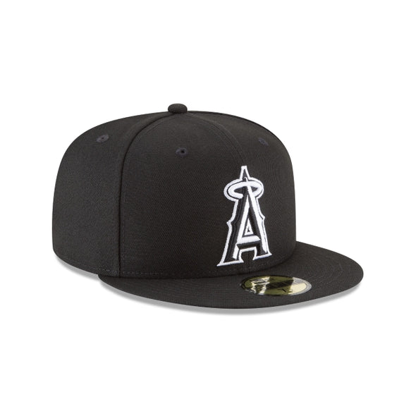 Los Angeles Angels of Anaheim Black on White 59Fifty Fitted Hat