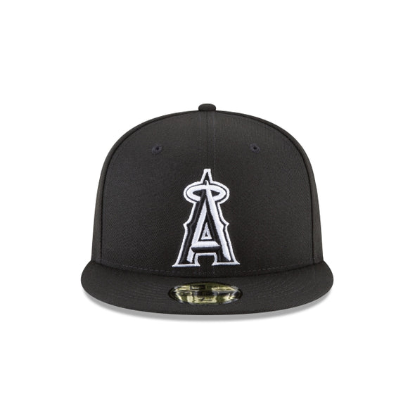Los Angeles Angels of Anaheim Black on White 59Fifty Fitted Hat