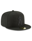Los Angeles Angels of Anaheim MLB Basic Black on Black 59Fifty Fitted Hat