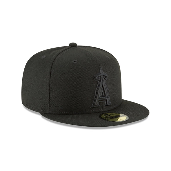 Los Angeles Angels of Anaheim MLB Basic Black on Black 59Fifty Fitted Hat