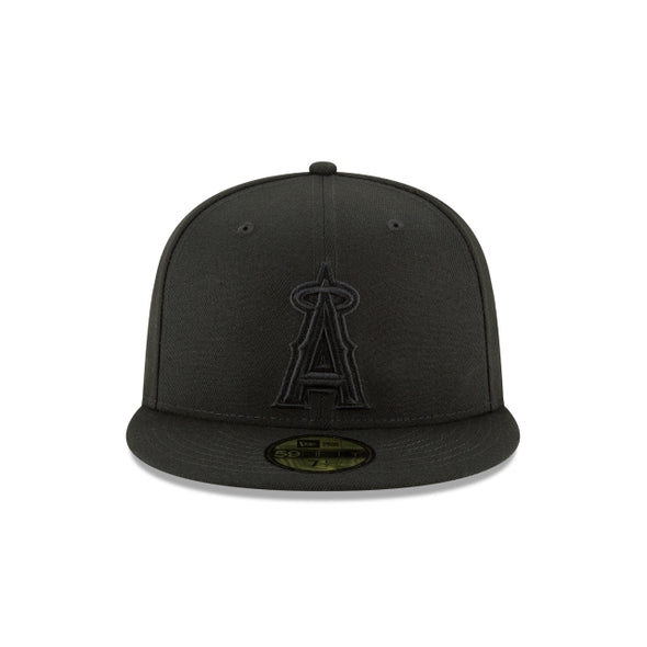 Los Angeles Angels of Anaheim MLB Basic Black on Black 59Fifty Fitted Hat