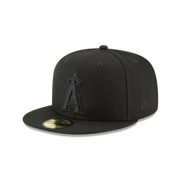 Los Angeles Angels of Anaheim MLB Basic Black on Black 59Fifty Fitted Hat