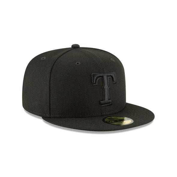 Texas Rangers MLB Basic Black on Black 59Fifty Fitted Hat