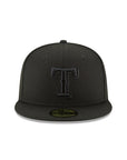 Texas Rangers MLB Basic Black on Black 59Fifty Fitted Hat