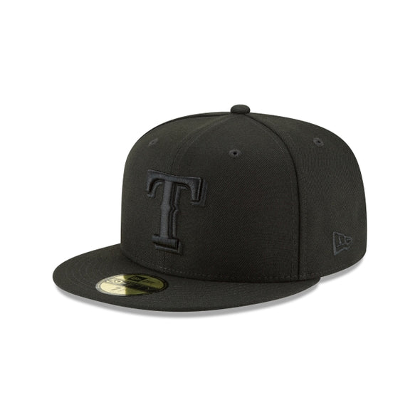 Texas Rangers MLB Basic Black on Black 59Fifty Fitted Hat