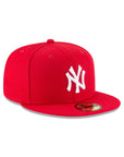 New York Yankees MLB Scarlet Red on White 59Fifty Fitted Hat