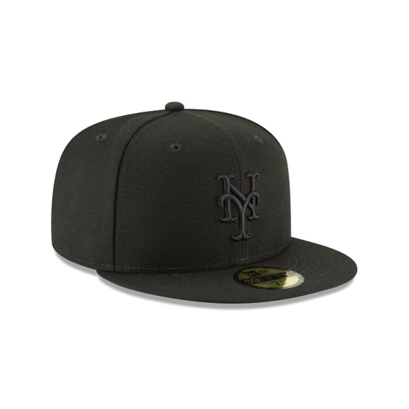 New York Mets MLB Basic Black on Black 59Fifty Fitted Hat