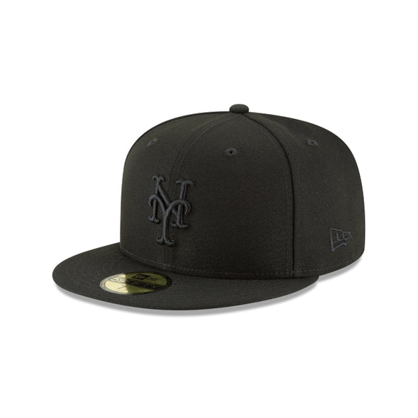 New York Mets MLB Basic Black on Black 59Fifty Fitted Hat