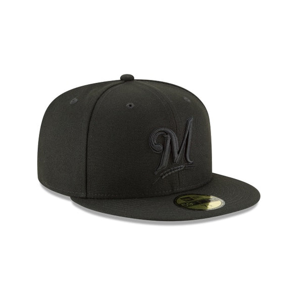 Milwaukee Brewers Black on Black 59Fifty Fitted Hat