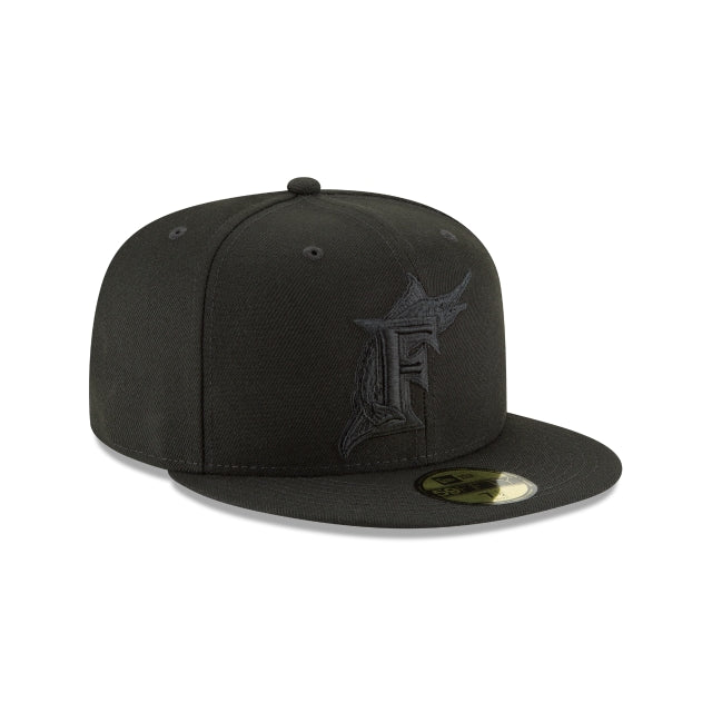 Florida Marlins Cooperstown Black on Black 1993 MLB 59Fifty Fitted Cap
