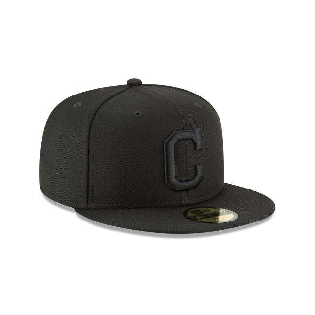 Cleveland Indians &#39;C&#39; Black on Black 59Fifty Fitted