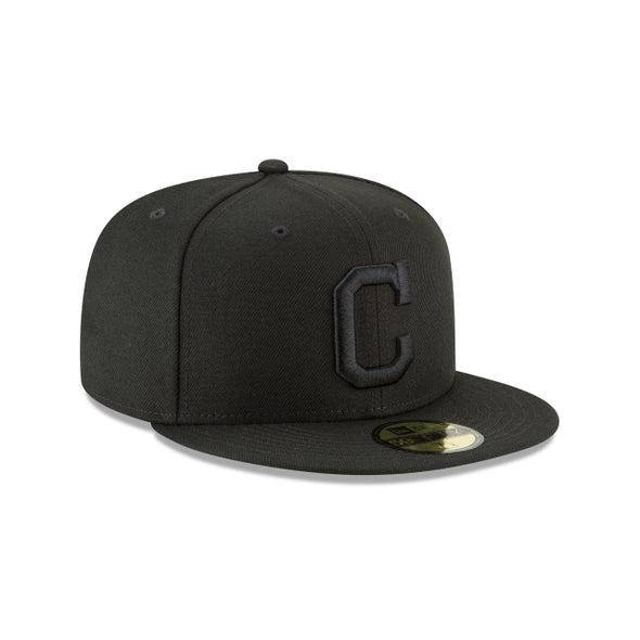 Cleveland Indians 'C' Black on Black 59Fifty Fitted