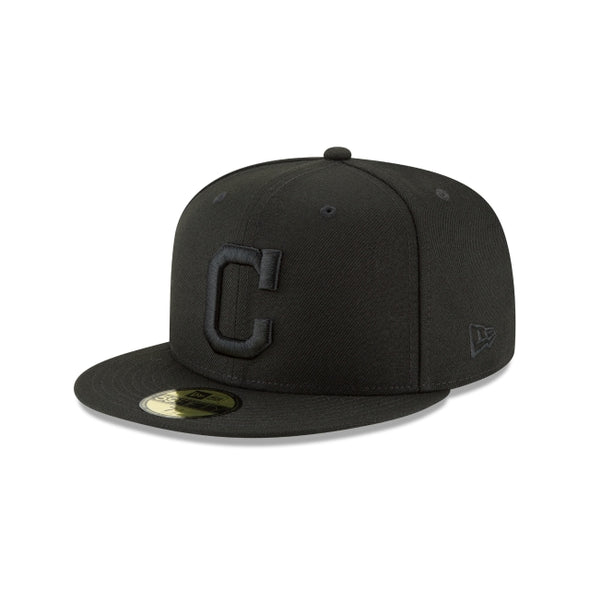 Cleveland Indians 'C' Black on Black 59Fifty Fitted