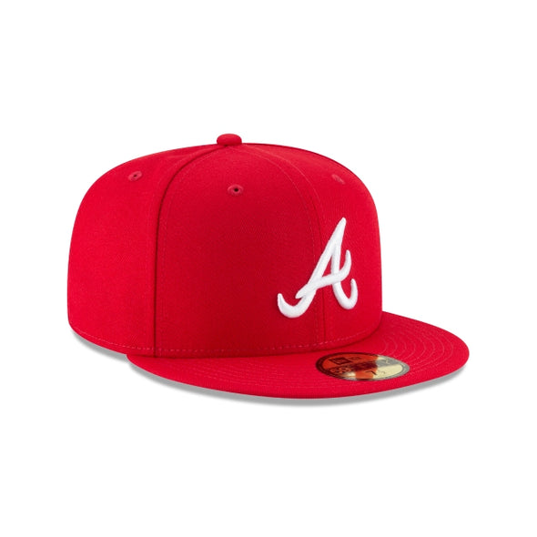Atlanta Braves Scarlet Red on White 59Fifty Fitted Cap