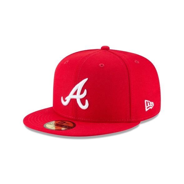 Atlanta Braves Scarlet Red on White 59Fifty Fitted Cap