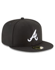 Atlanta Braves MLB Basic Black on White 59Fifty Fitted Hat