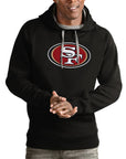 San Francisco 49ers Antigua Black Victory Pullover Hoodie