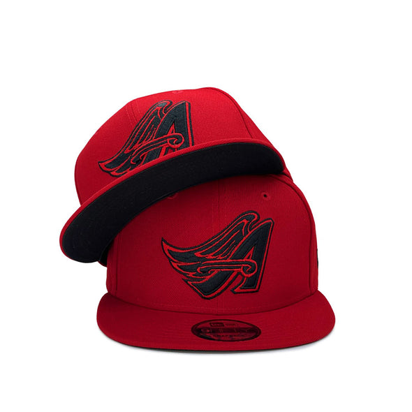 Los Angeles Angels of Anaheim Cooperstown Scarlet Red On Black 9Fifty Snapback