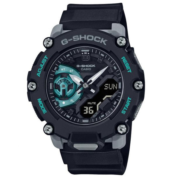 G-SHOCK Analog-Digital Carbon Core Guard Black and Turquoise Watch