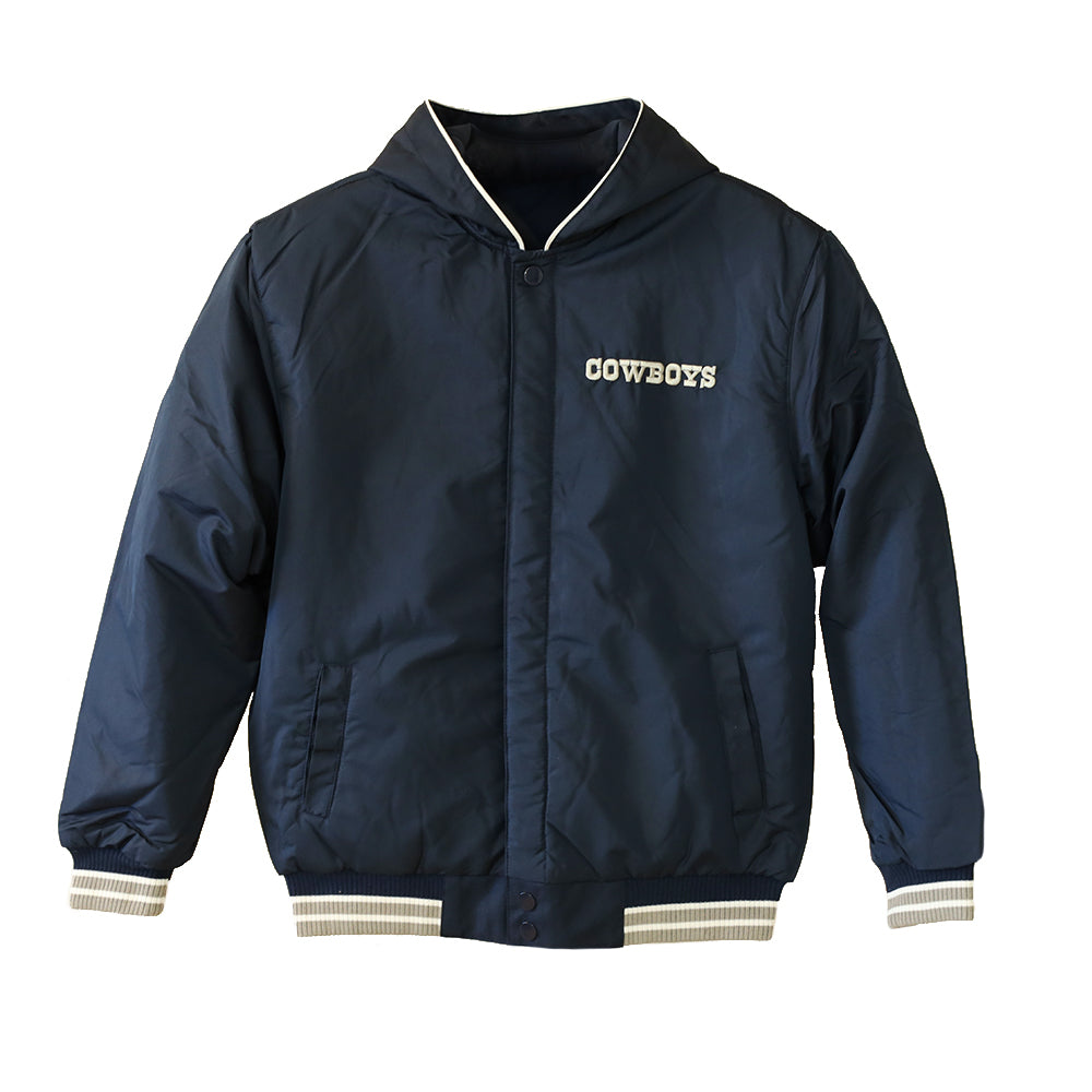 Dallas Cowboys Hooded Jacket with Fleece Sleeves Reversible Jacket