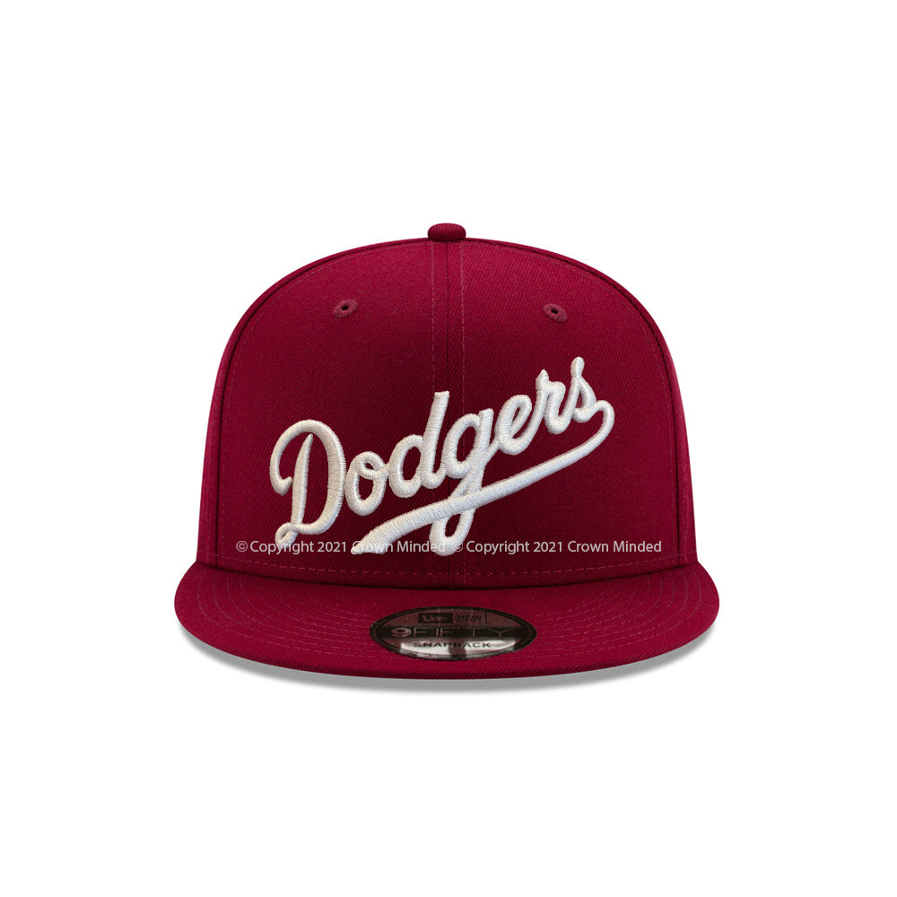 Los Angeles Dodgers Wordmark Cardinal on White 9Fifty Snapback