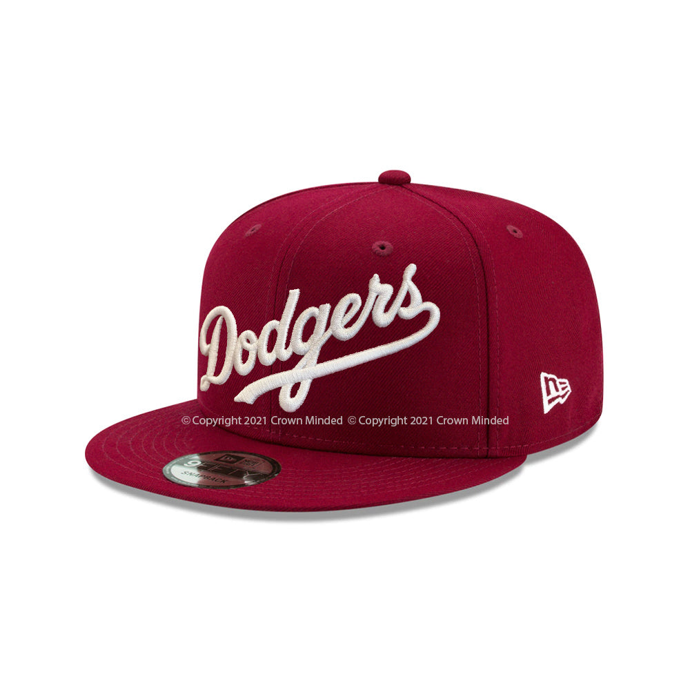Los Angeles Dodgers Wordmark Cardinal on White 9Fifty Snapback