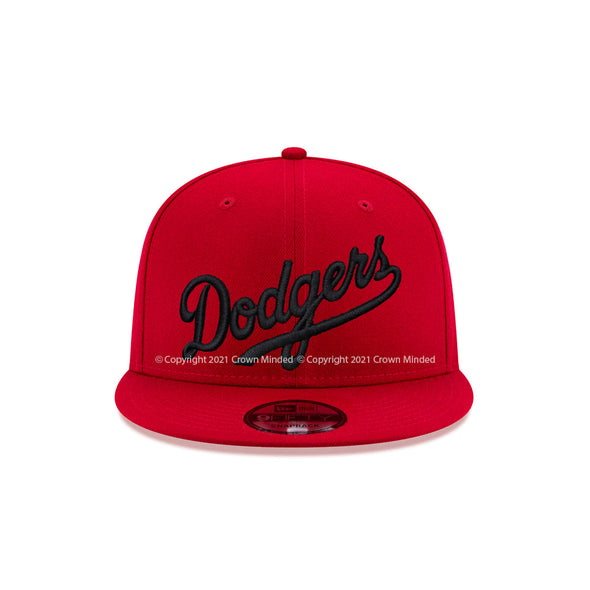 Los Angeles Dodgers Wordmark Scarlet Red on Black 9Fifty Snapback