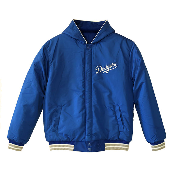 Los Angeles Dodgers Hooded Jacket with Fleece Sleeves Reversible Jacket